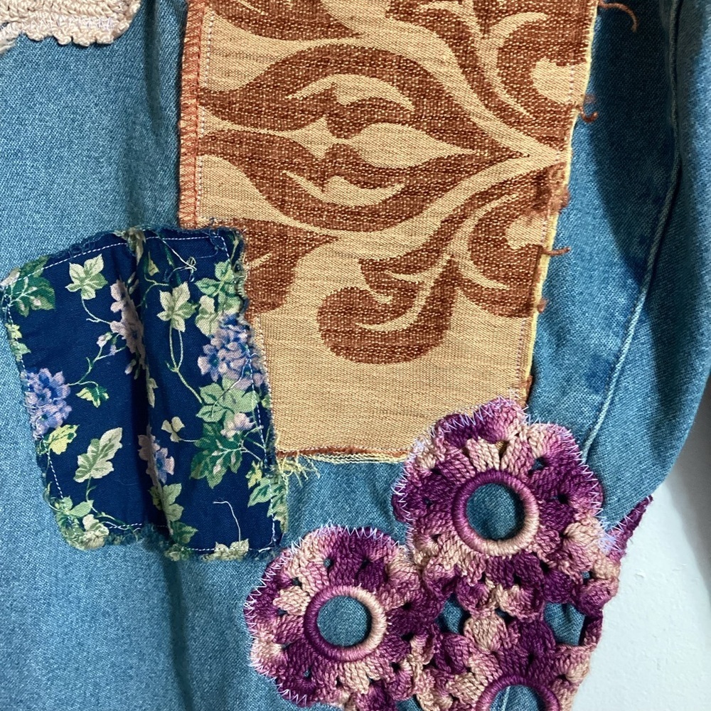 Upcycled Patchwork Bloomers One Size S-L Reworked Boho Hippie Frayed OOAK Unique - Picture 12 of 16